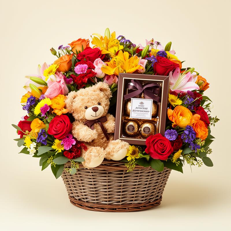 Combo Flores + Urso + Chocolates Completa