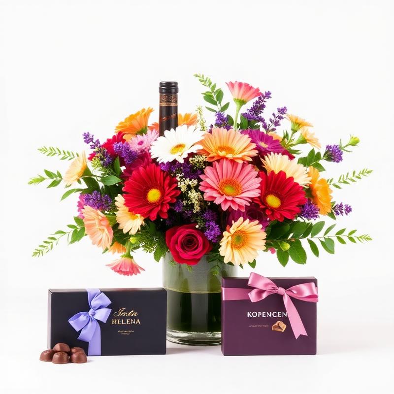 Combo Gratidão: Flores + Vinho + Chocolates