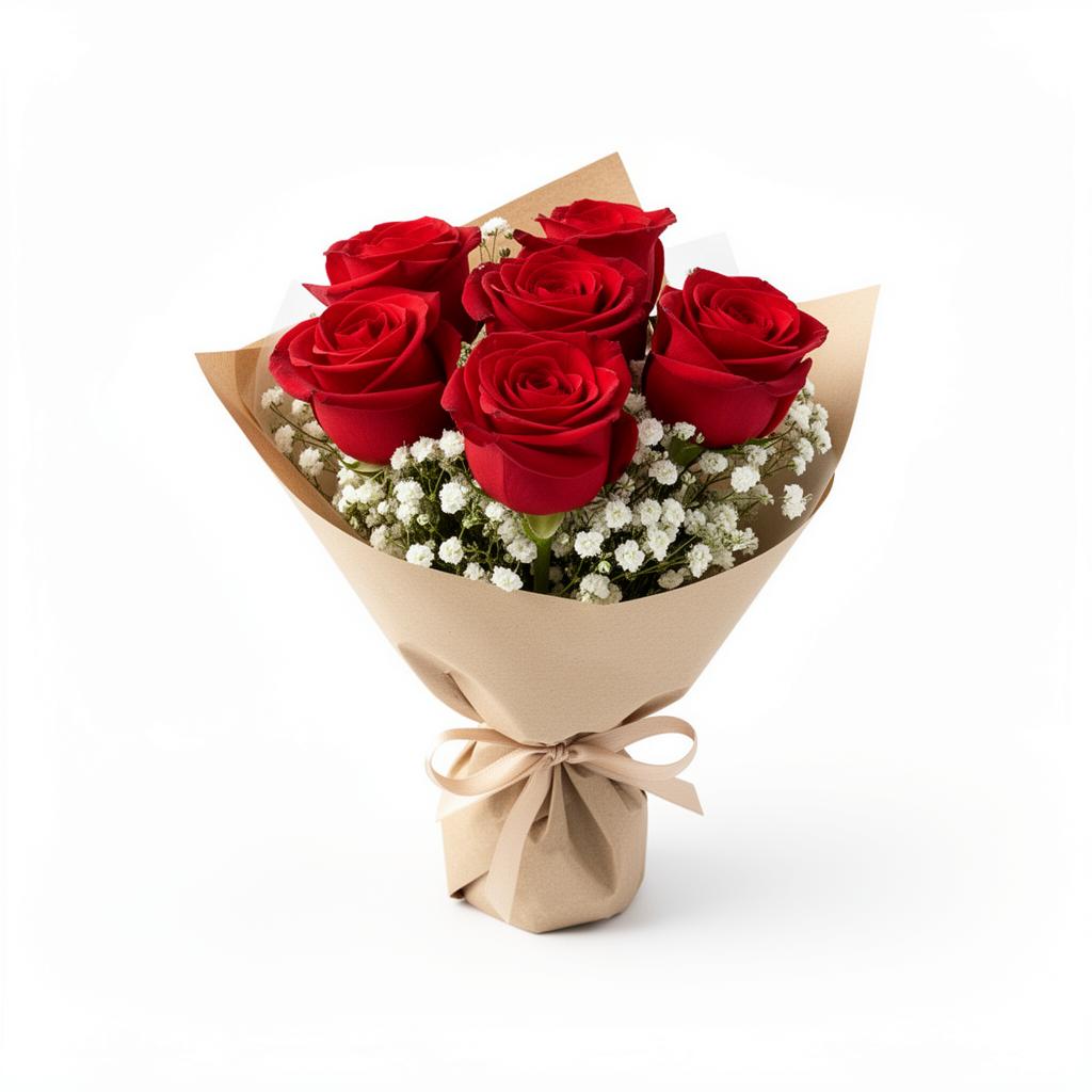 Mini Buquê 6 Rosas Vermelhas