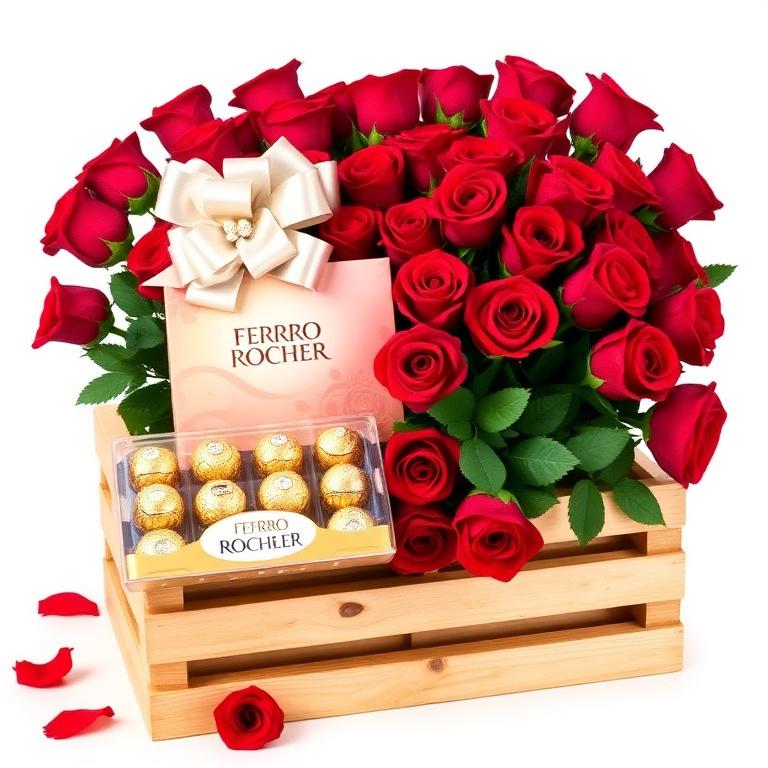 Arranjo Rosas e Chocolates Premium